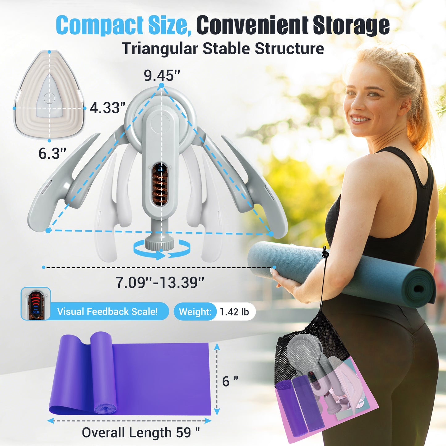 ODCPN Inner Thigh Exerciser for Women, Resistance Bands for Physical Therapy Women for Yoga, Shaping, Rehab, Fitness and Strength Training, Elastic Workout Bands with Training Poster(Purple)