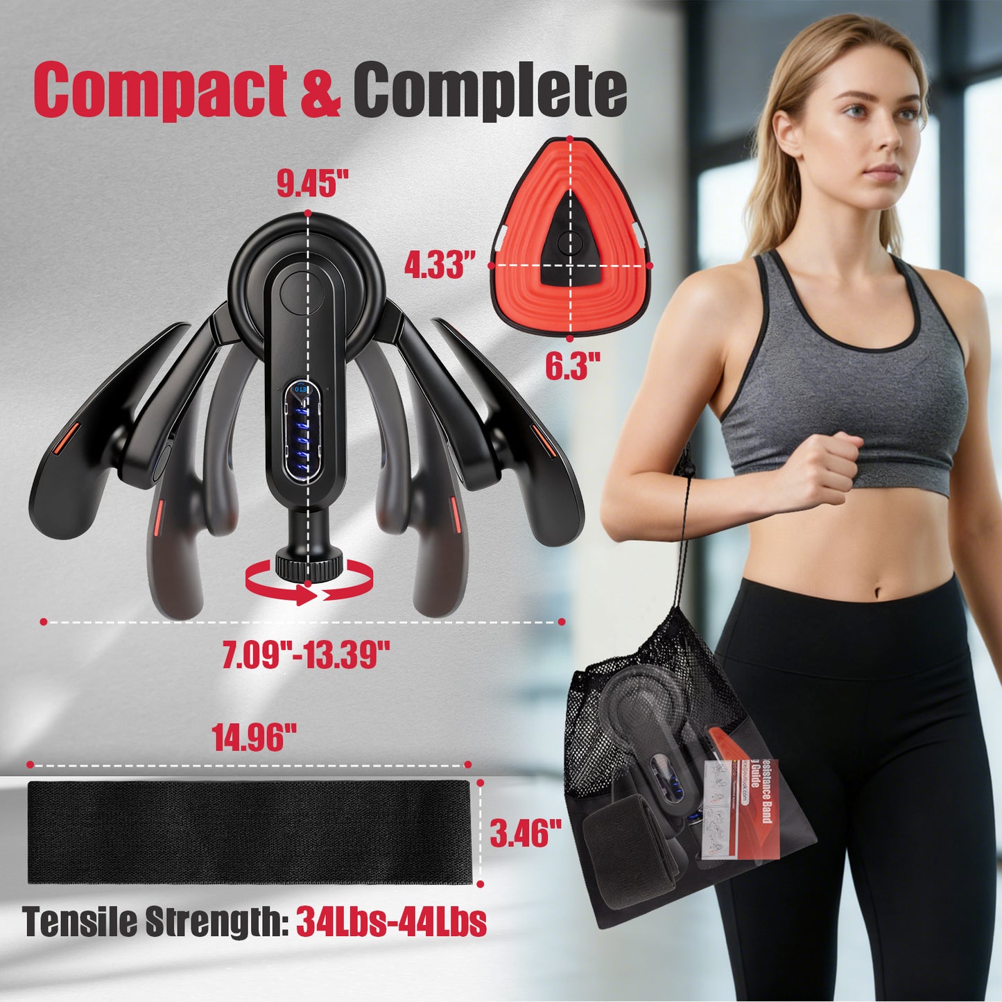 Paleclouds Thigh Trainer Thigh Exerciser, 10-100lb/45kg Adjustable Resistance Pelvic Floor Trainer with Leg Band & Poster for Kegel Exercise, Inner Thigh Exerciser for Home Gym Workout Equipment