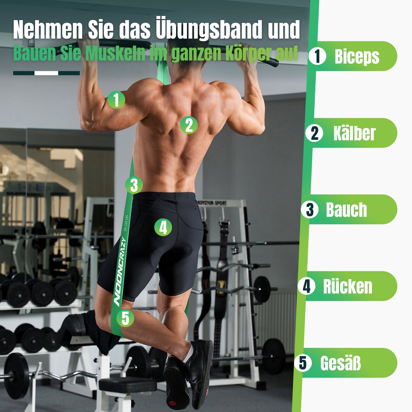 nooncrazy Resistance Bands, Verschiedene Ebenen Widerstandsbänder mit Türanker und Handgriffen, Fitnessbänder für Kraftraining, Training, Yoga für Männer und Frauen