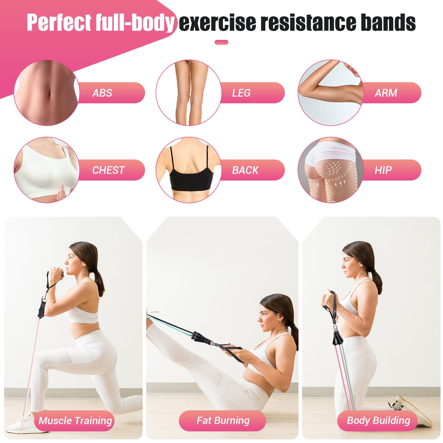 COFOF Resistance Bands with Handles for Women, 5 Level Exercise Bands Workout Bands for Physical Therapy, Yoga, Pilates, Door Anchor, Storage Pouch