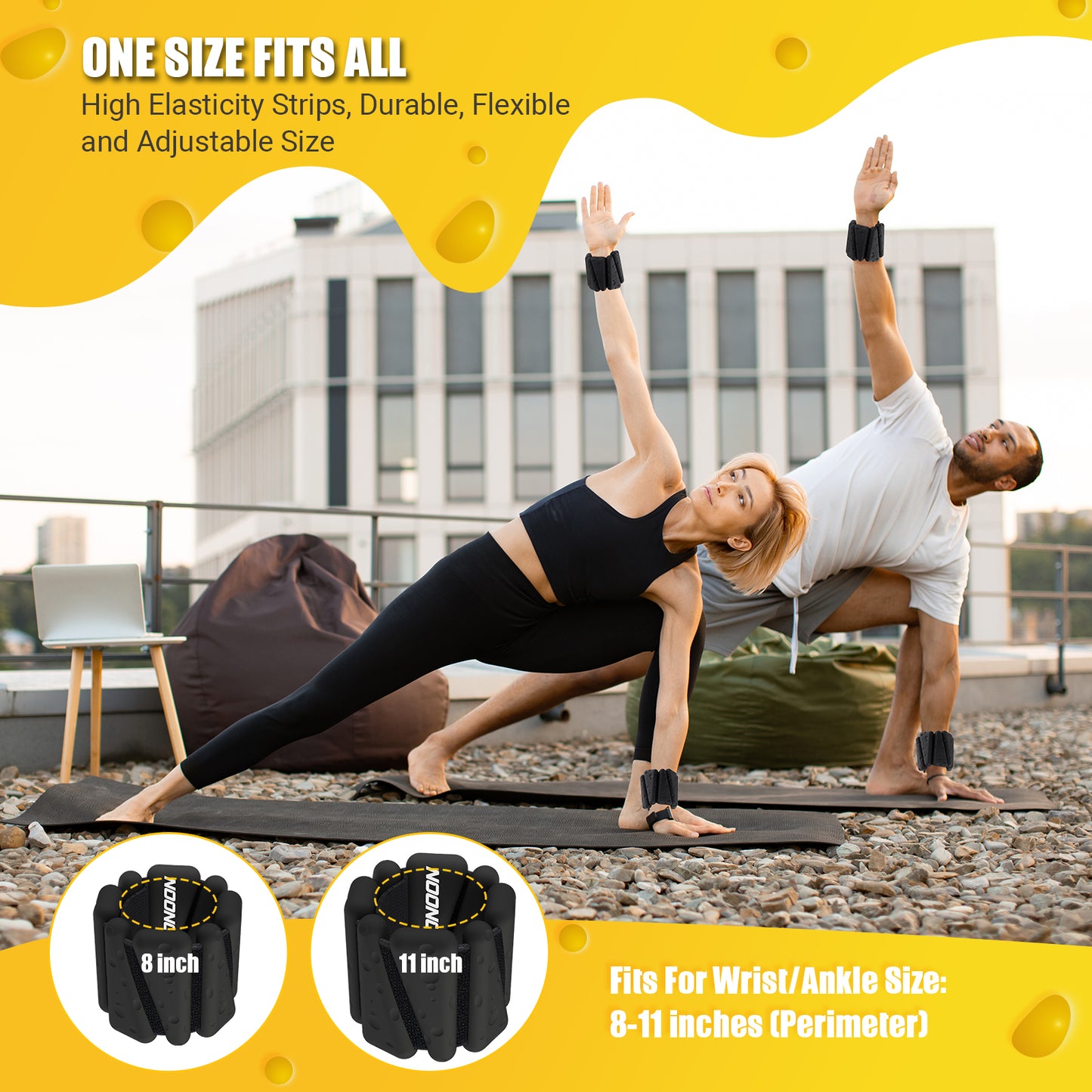 NOONCRAZY Wrist Ankle Weights Bangles 4lbs for Women, Adjustable Silicone Pilates Weights Bracelet, Heavy Duty Fasteners Wearable Arm & Leg Weights for Yoga, Pilates, Barre, Walking and Gym (Set of 2)