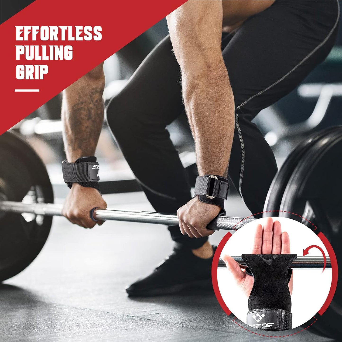COFOF Zughilfen Leder, Lifting Straps für Bodybuilding, Gewichtheben, Krafttraining & Fitness, Speziell Entwickelt für schwere Gewichte, Profi Zughilfen krafttraining für Frauen und Männer