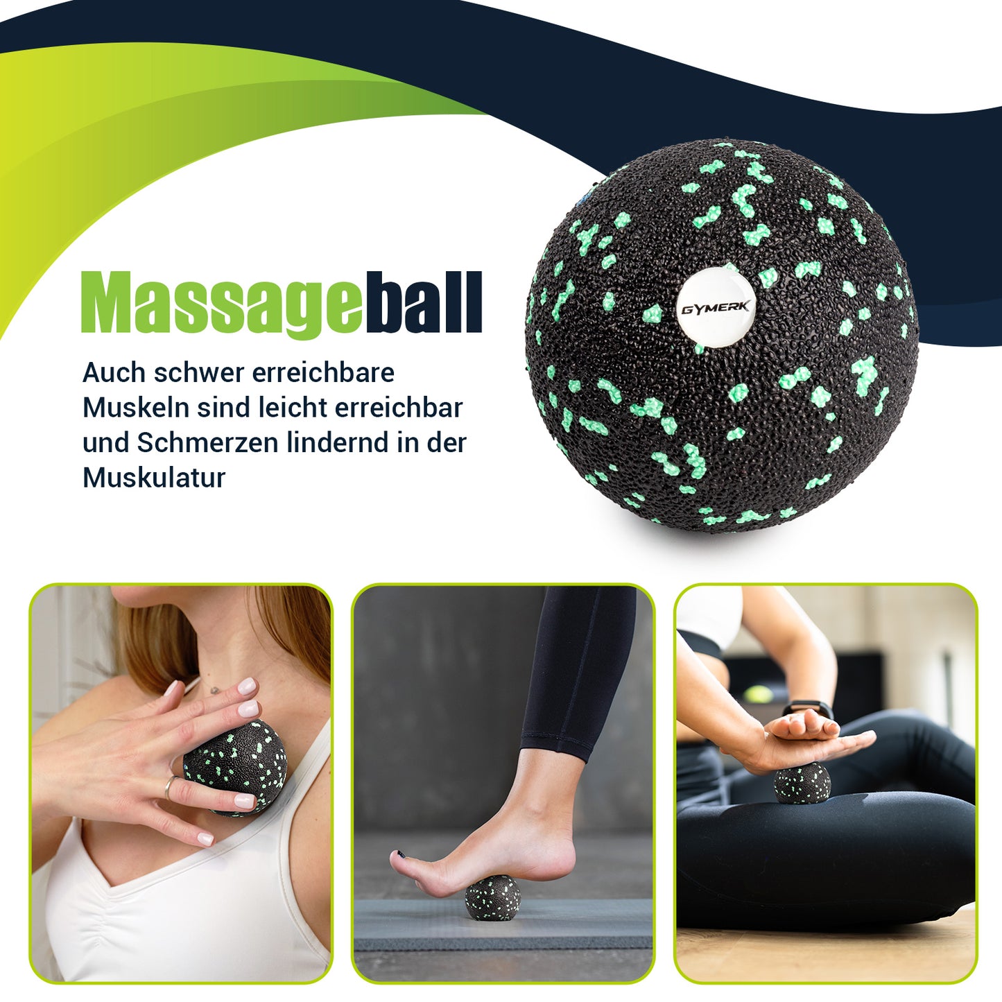 GYMERK Faszienrolle Set mit 3D-Texturmassage, Enthält Anweisungen und Poster in Deutscher Sprache Tragetasche, Faszien Set mit Faszienball Faszienrolle Klein Duoball
