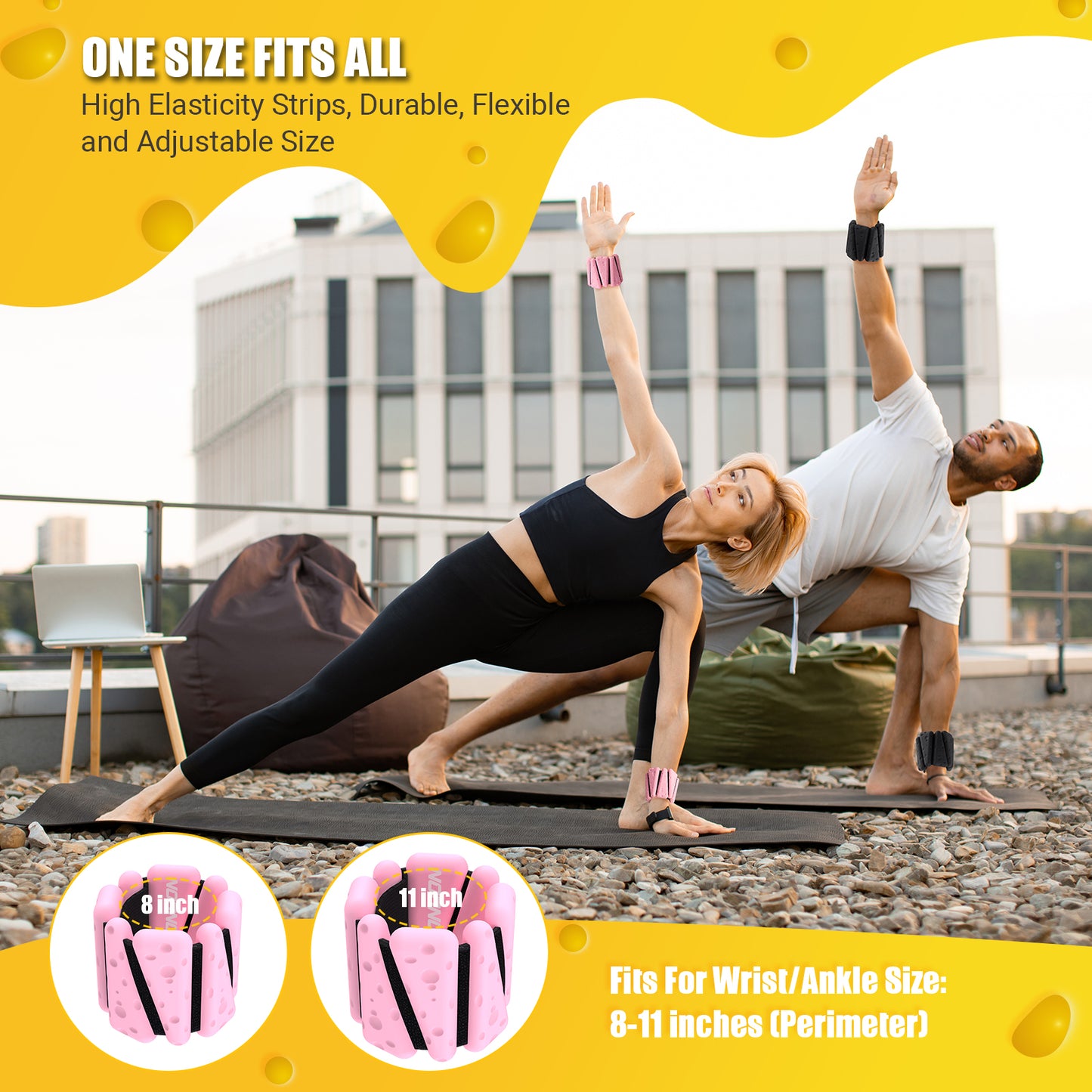 NOONCRAZY Wrist Ankle Weights Bangles 4lbs for Women, Adjustable Silicone Pilates Weights Bracelet, Heavy Duty Fasteners Wearable Arm & Leg Weights for Yoga, Pilates, Barre, Walking and Gym (Set of 2)
