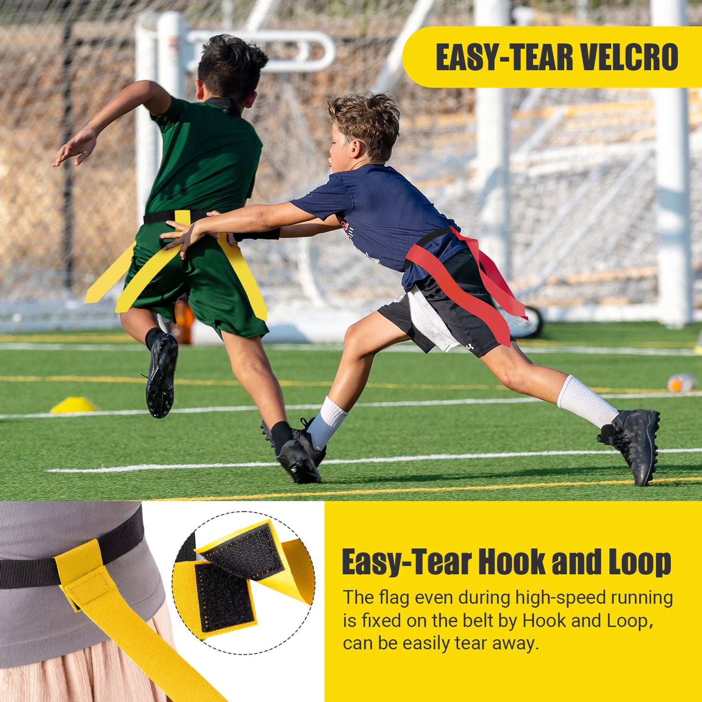NOONCRAZY Flag Football Belts, 6/8/10/12/14 Player Flag Football Set for Kids, Youth & Adult, Adjustable Flag Football for Waist 22-43"