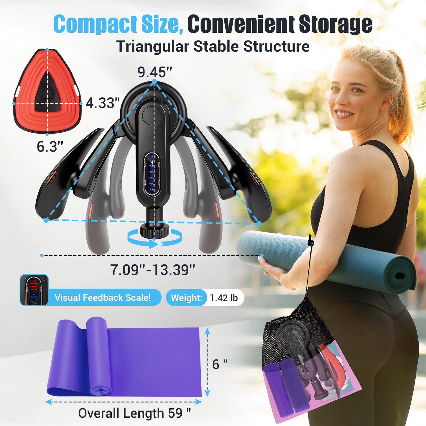 ODCPN Inner Thigh Exerciser for Women, 15-80 LB Adjustable Resistance Thigh Trainer with Resistance Band(2PC), Thigh Workout Kegel Equipment for Pelvic Floor Muscle, Shaping, Yoga & Home Fitness