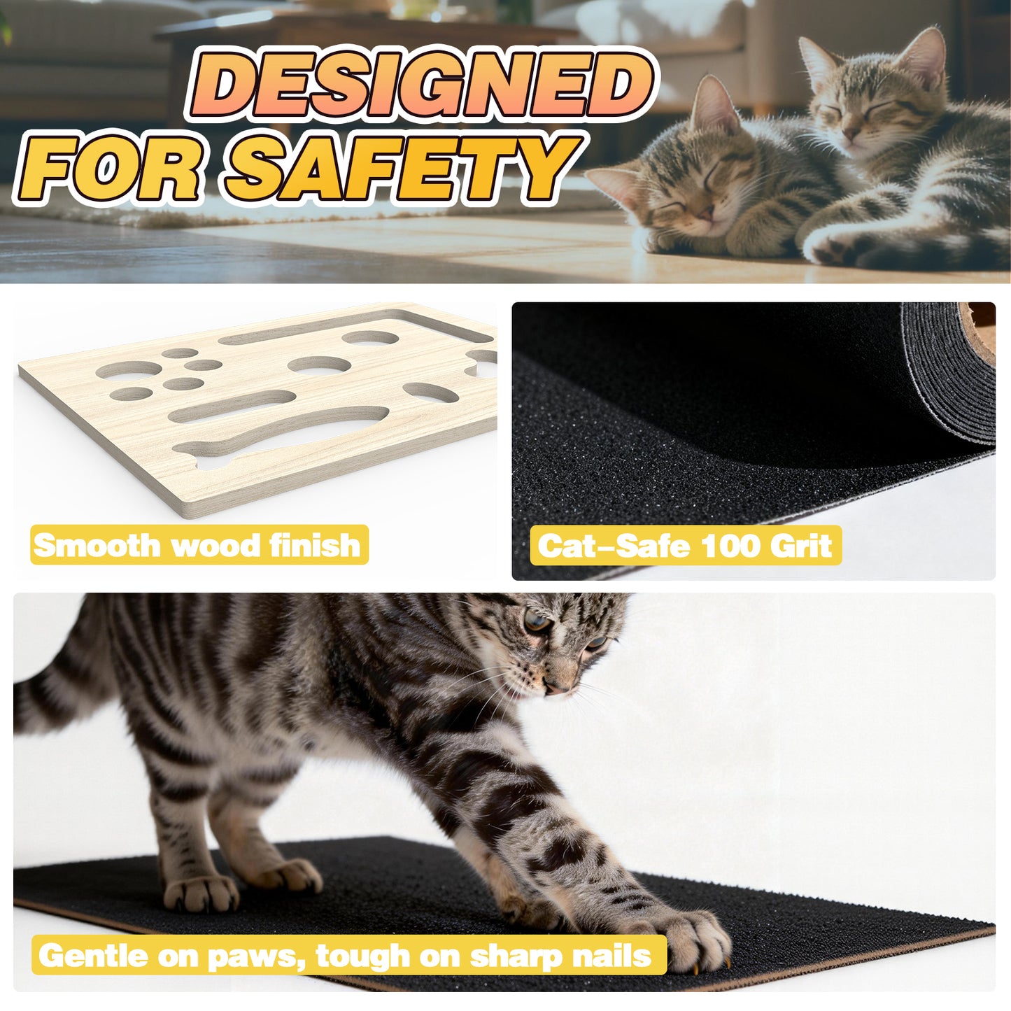 MB MBEAU Cat Scratch Puzzle Enrichment Box, Interactive Cat Nail File Box with Sandpaper Liner for Cat Claw Care, Cat Scratch Puzzle Box - Stress Free Alternative to Clippers & Grinders for Indoor Cats