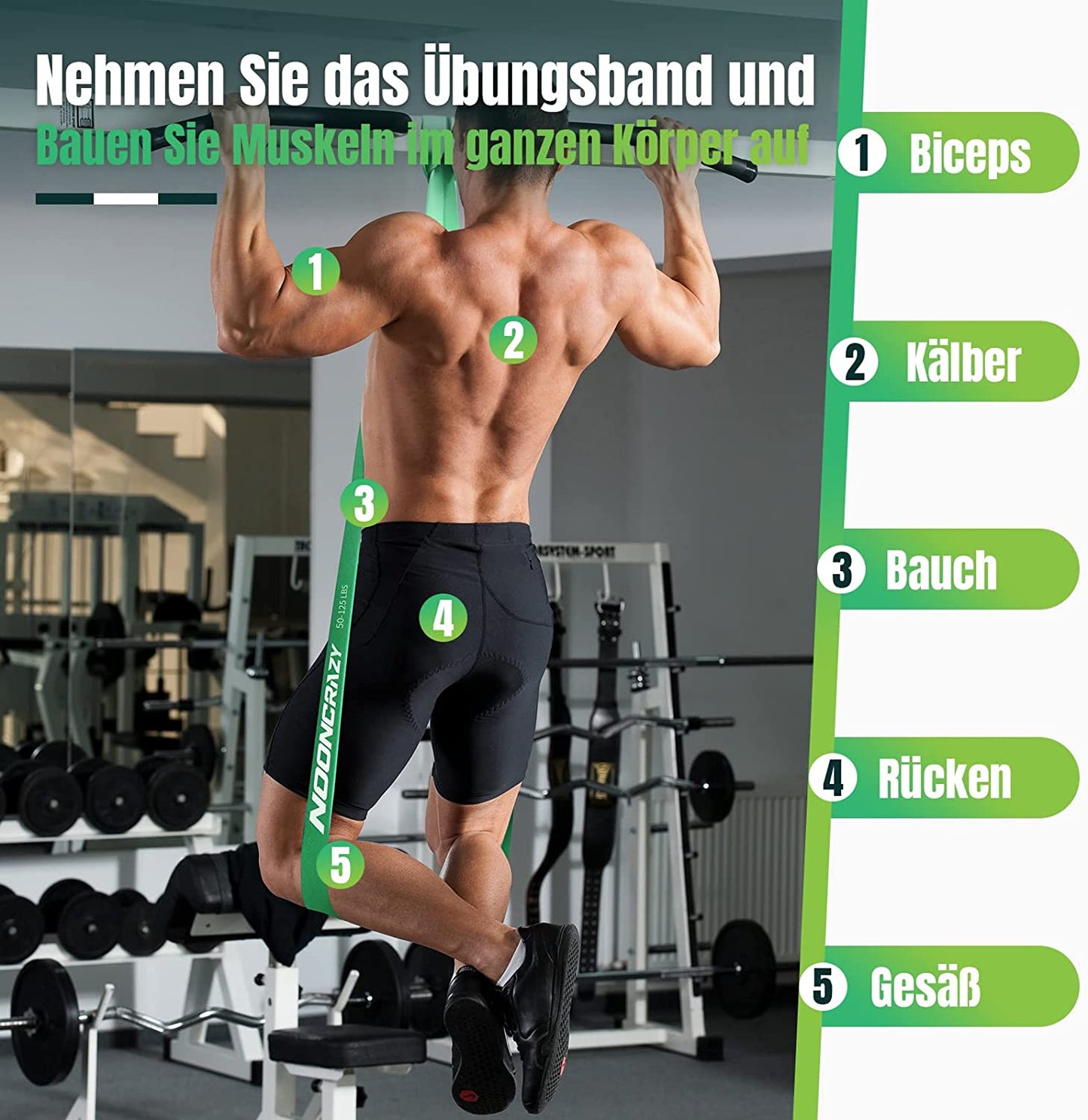 Nooncrazy Resistance Bands, Various Levels Resistance Bands with Door Anchor and Handles, Fitness Bands for Strength Training, Training, Physiotherapy, Yoga for Men and Women