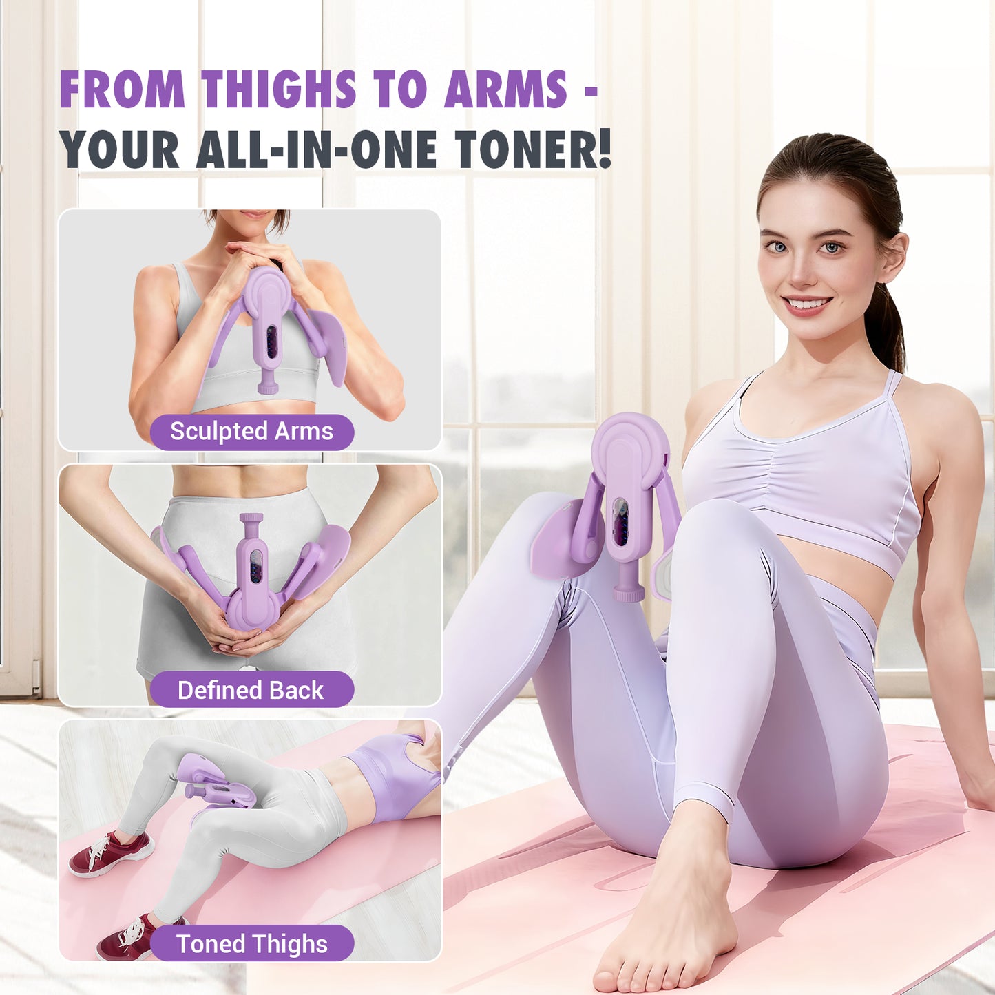 Thigh Trainer Thigh Exerciser for Women, 10-100LB Enhanced Adjustable Resistance Inner Thigh Exerciser, 360° Thigh Trainer Workout Equipment for Pelvic Floor Muscle Repair, Kegel Exercise