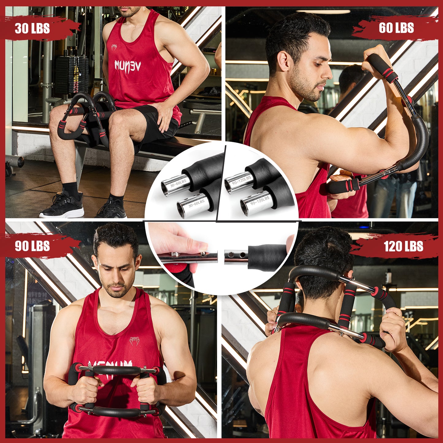 NOONCRAZY Twister Arm Trainer, 30-120 lbs Adjustable Twister Arm Chest Exerciser with 4 Spring & Poster for Men & Women, Detachable Power Twister Home Fitness Equipment for Enhancing Upper Body Muscle
