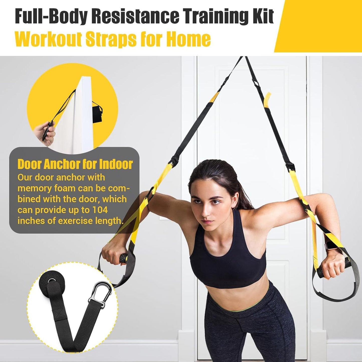 MB MBEAU Home Resistance Training Kit, Resistance Trainer Exercise Straps with Handles, Door Anchor and Carrying Bag for Home Gym, Bodyweight Resistance Workout Straps for Indoor & Outdoor