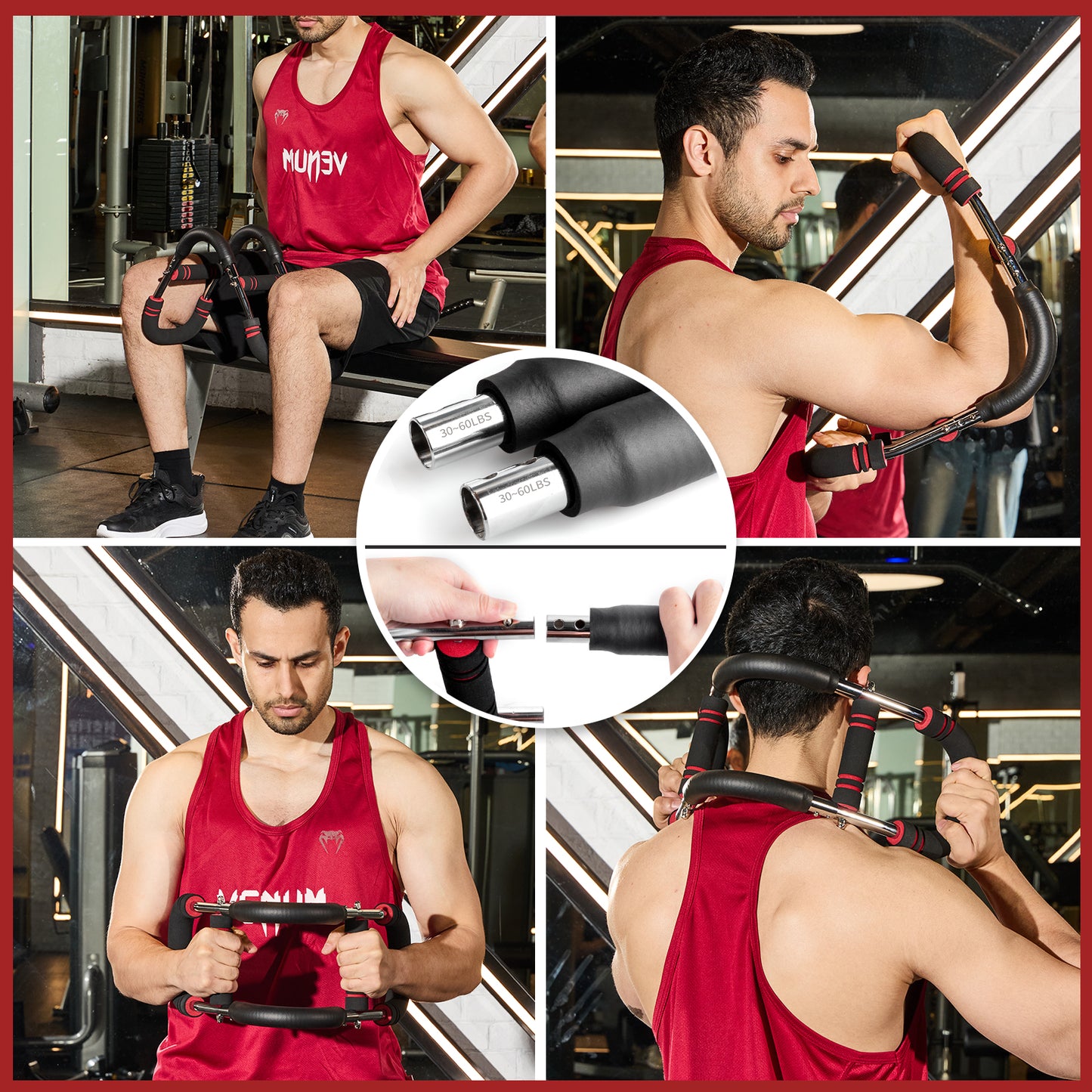 nooncrazy Twister Arm Trainer, 30-60lbs Adjustable Chest Exerciser, Arm Trainer with Training Poster for Men, Detachable Arm Exercise Chest Workout Home Fitness Equipment for Enhancing Upper Body Muscle