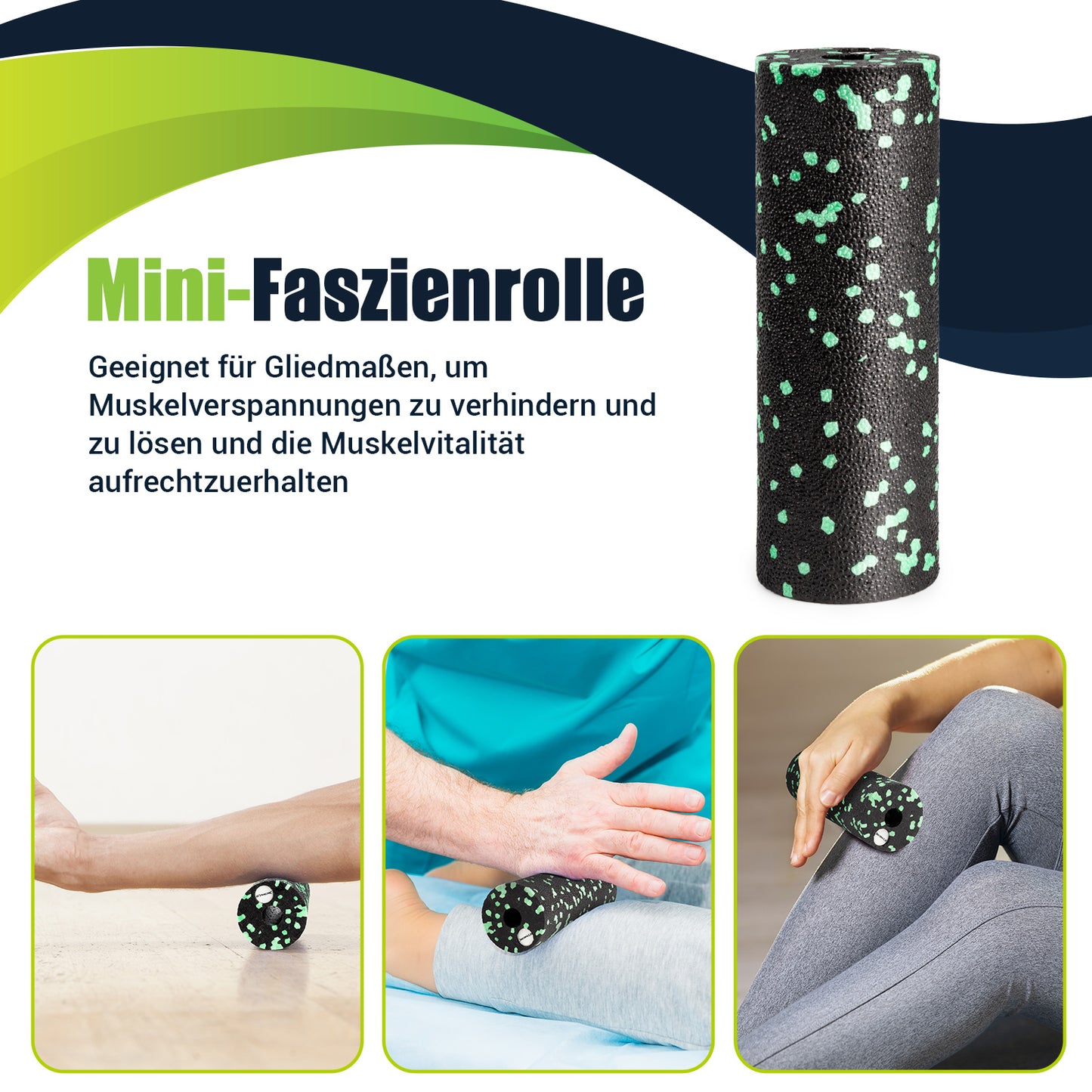 GYMERK Faszienrolle Set mit 3D-Texturmassage, Enthält Anweisungen und Poster in Deutscher Sprache Tragetasche, Faszien Set mit Faszienball Faszienrolle Klein Duoball