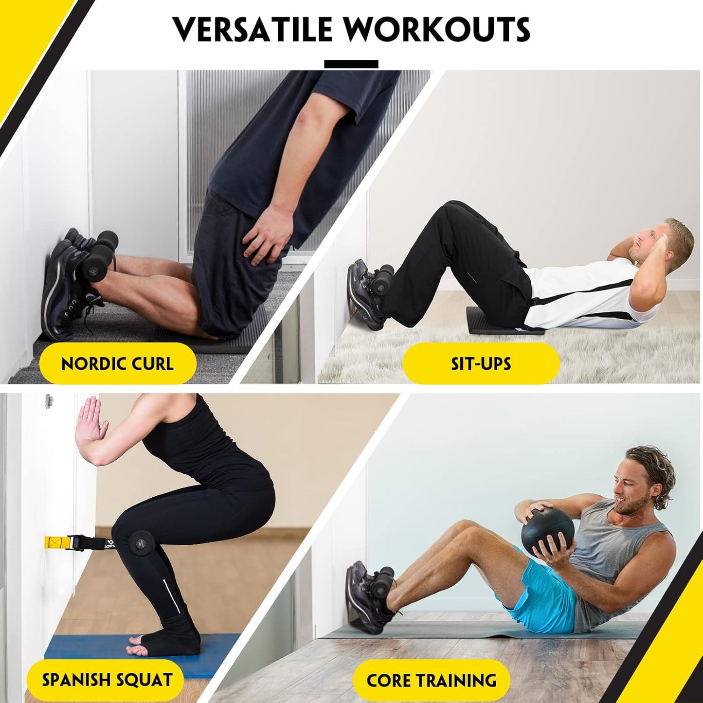 COFOF Nordic Hamstring Curl Strap, Nordic Curl Strap Holds 420 Pounds Great for Hamstring Curls, Sit-ups, Spanish Squats, Ab Workout, 5 Second Setup Nordic Curl Strap Home Fitness Equipment