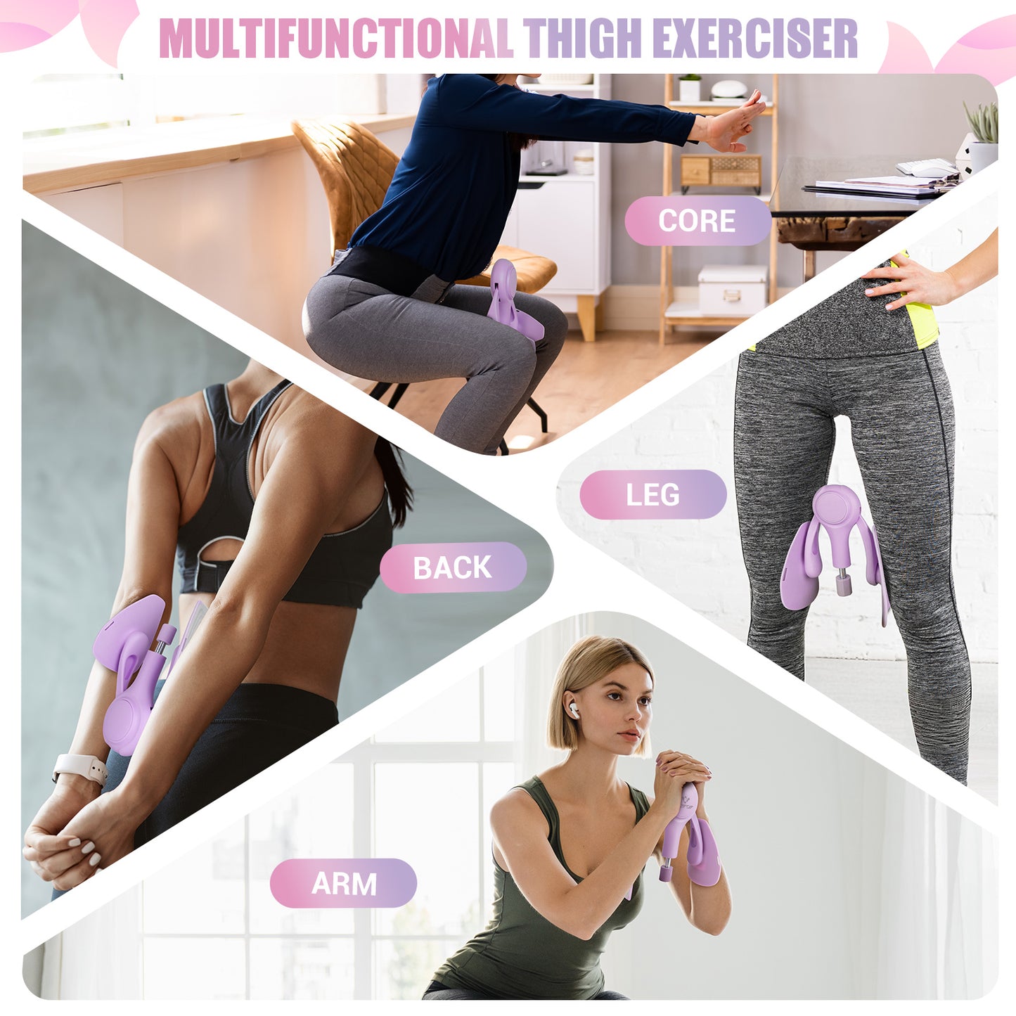 COCTN Thigh Trainer for Women, 15-70LB Adjustable Resistance Inner Thigh Exerciser for Pelvic Floor Muscle Repair, Thigh Workout Kegel Exercise Equipment for Shaping, Yoga & Weight Loss at Home Gym