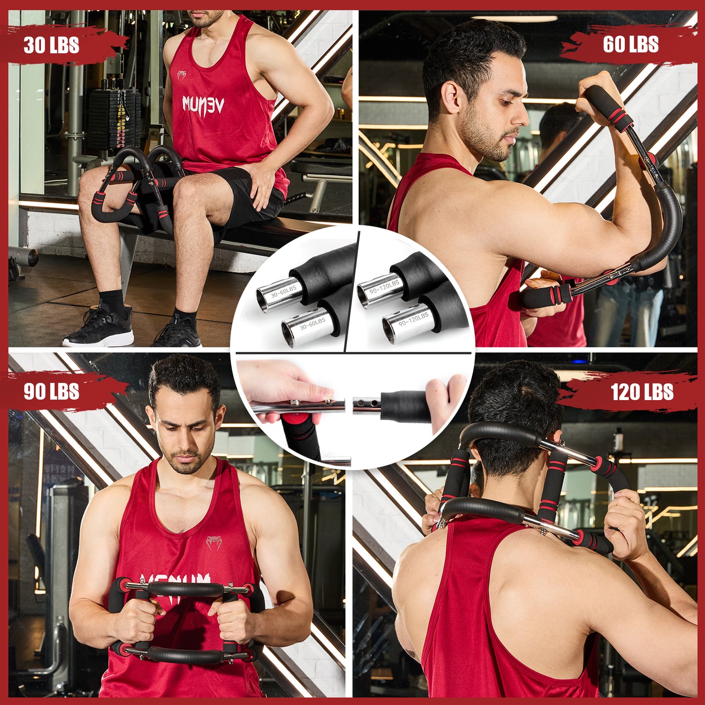 nooncrazy Twister Arm Trainer, 30-120lbs Adjustable Chest Exerciser, Arm Trainer with Training Poster for Men, Detachable Chest Workout Home Fitness Equipment for Enhancing Upper Body Muscle