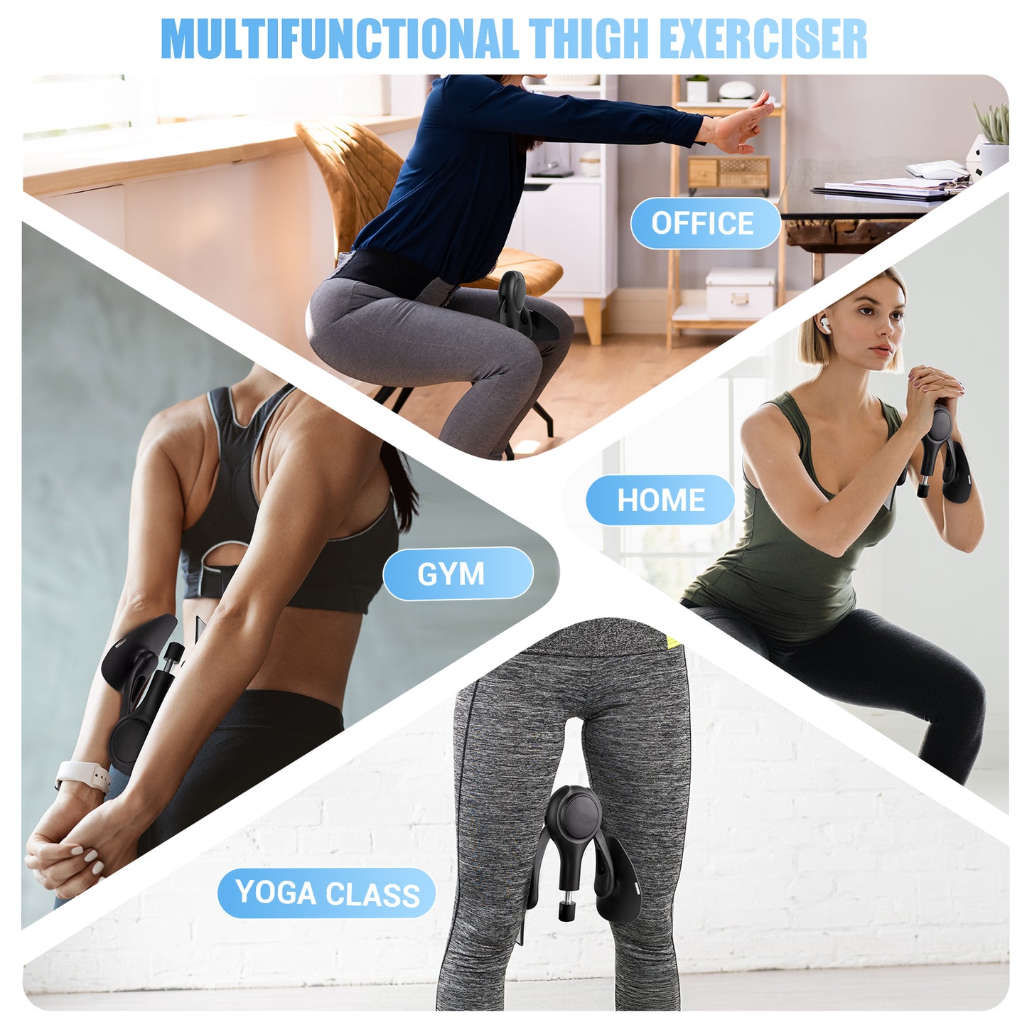 COFOF Thigh Trainer for Women, 15-70LB Adjustable Resistance Inner Thigh Exerciser for Pelvic Floor Muscle Repair, Thigh Trainer Kegel Exercise for Shaping, Yoga & Weight Loss at Home Gym