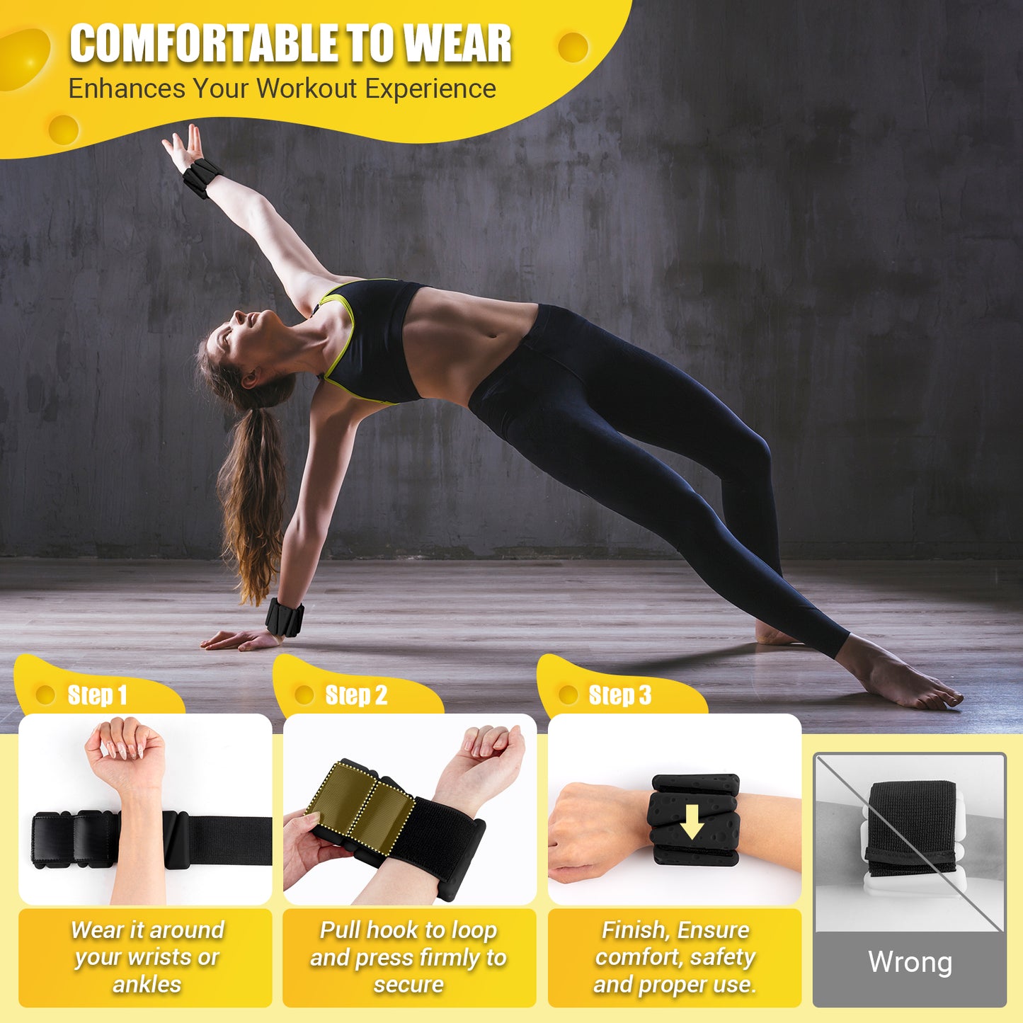 NOONCRAZY Wrist Ankle Weights Bangles 4lbs for Women, Adjustable Silicone Pilates Weights Bracelet, Heavy Duty Fasteners Wearable Arm & Leg Weights for Yoga, Pilates, Barre, Walking and Gym (Set of 2)