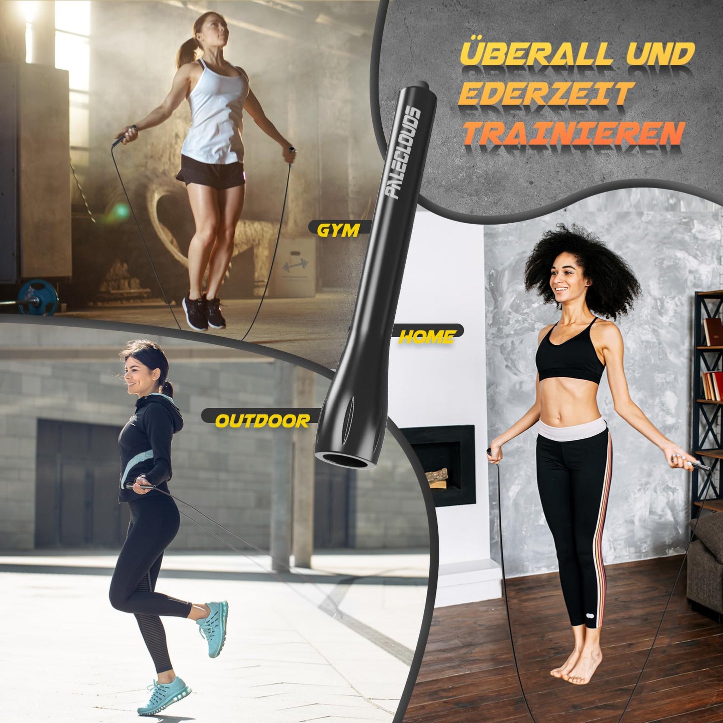 Paleclouds Springseil Verstellbares für Speed Skipping, PVC Springseil Erwachsene Fitness für Damen und Herren, 3M Leichtes Mit Trainingsposter und ABS Rutschfester Griff