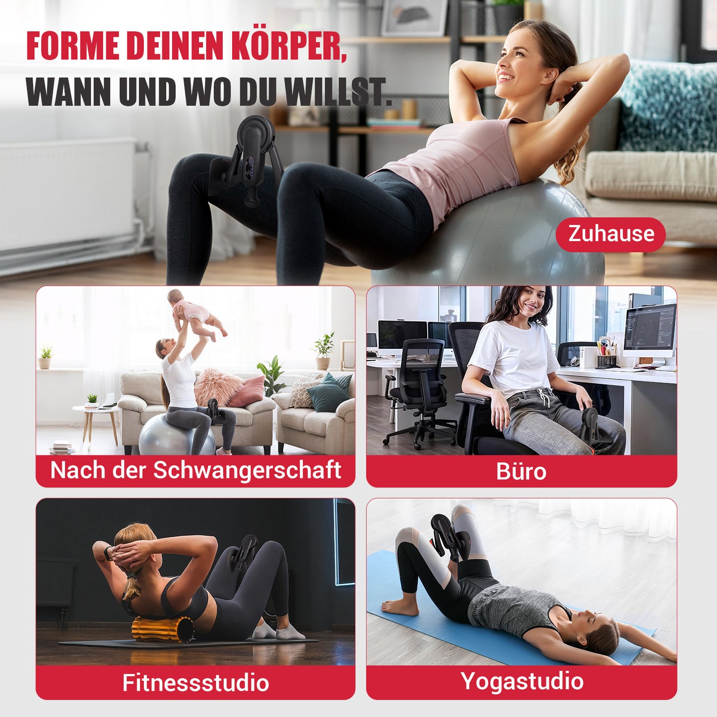 Paleclouds Oberschenkeltrainer, 10-100 lbs Beintrainer für Zuhause mit Widerstandsbändern & Trainingsposter, Multifunktionaler Beckenbodentrainer für Frauen & Männer, Adduktoren & Abduktoren Trainingsgerät