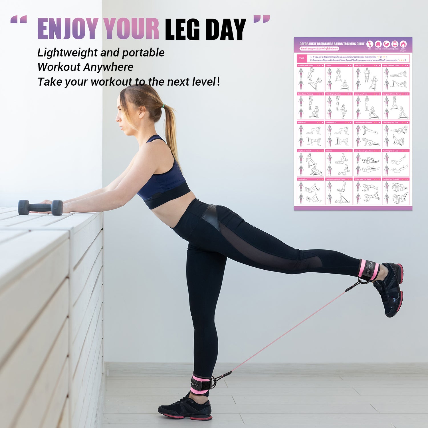 Resistance Bands Cable Leg Exercises With Ankle Straps Glute