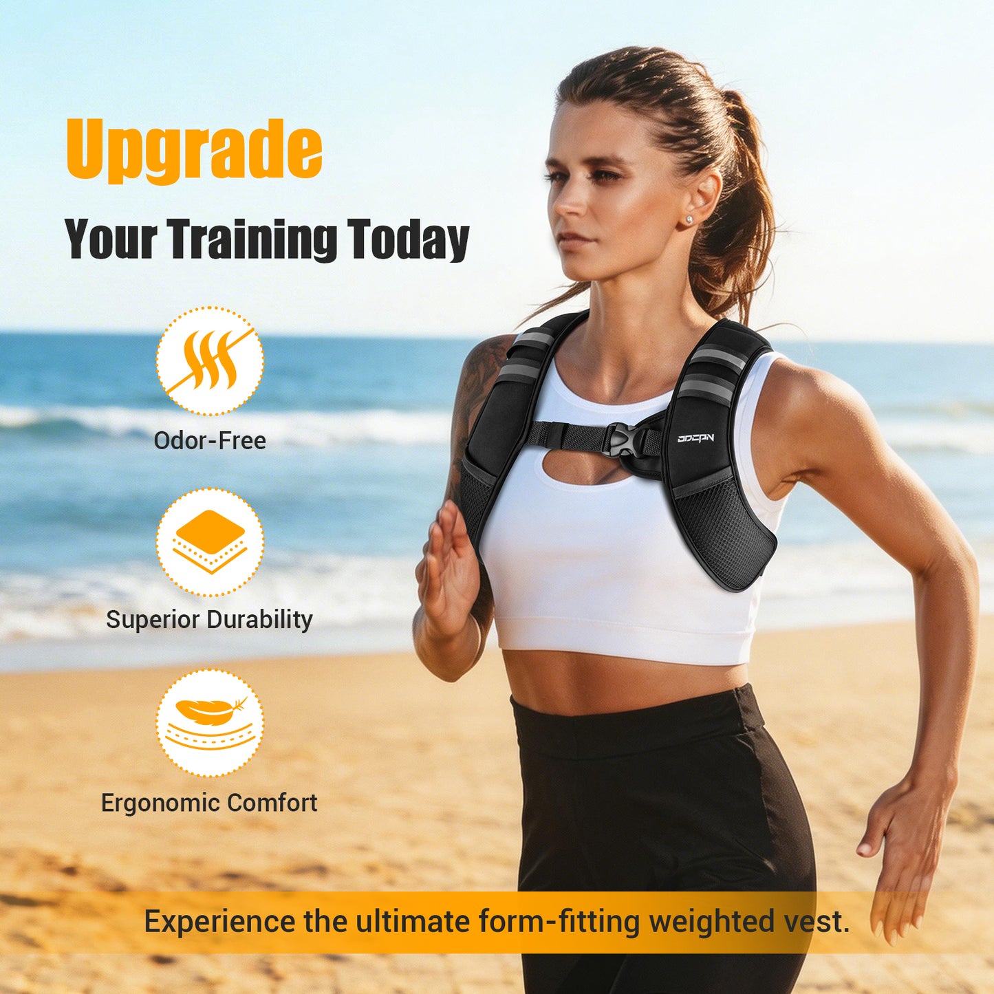 ODCPN Weighted Vest for Women & Men, 10lb Ultra Thin Soft Iron Weighted Vest with Reflective Strips & Adjustable Buckle Straps, Slim Weight Vest for Walking, Running, Strength Training & Weight Loss Workout