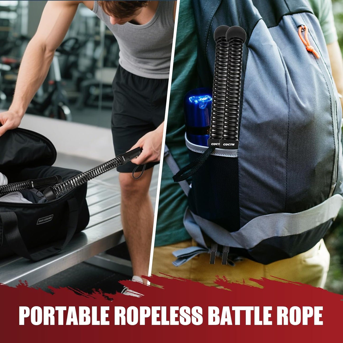 Heavy Rope Set Weighted Ropeless Battle Ropes, Heavy Duty Portable Cordless Battle Ro ...