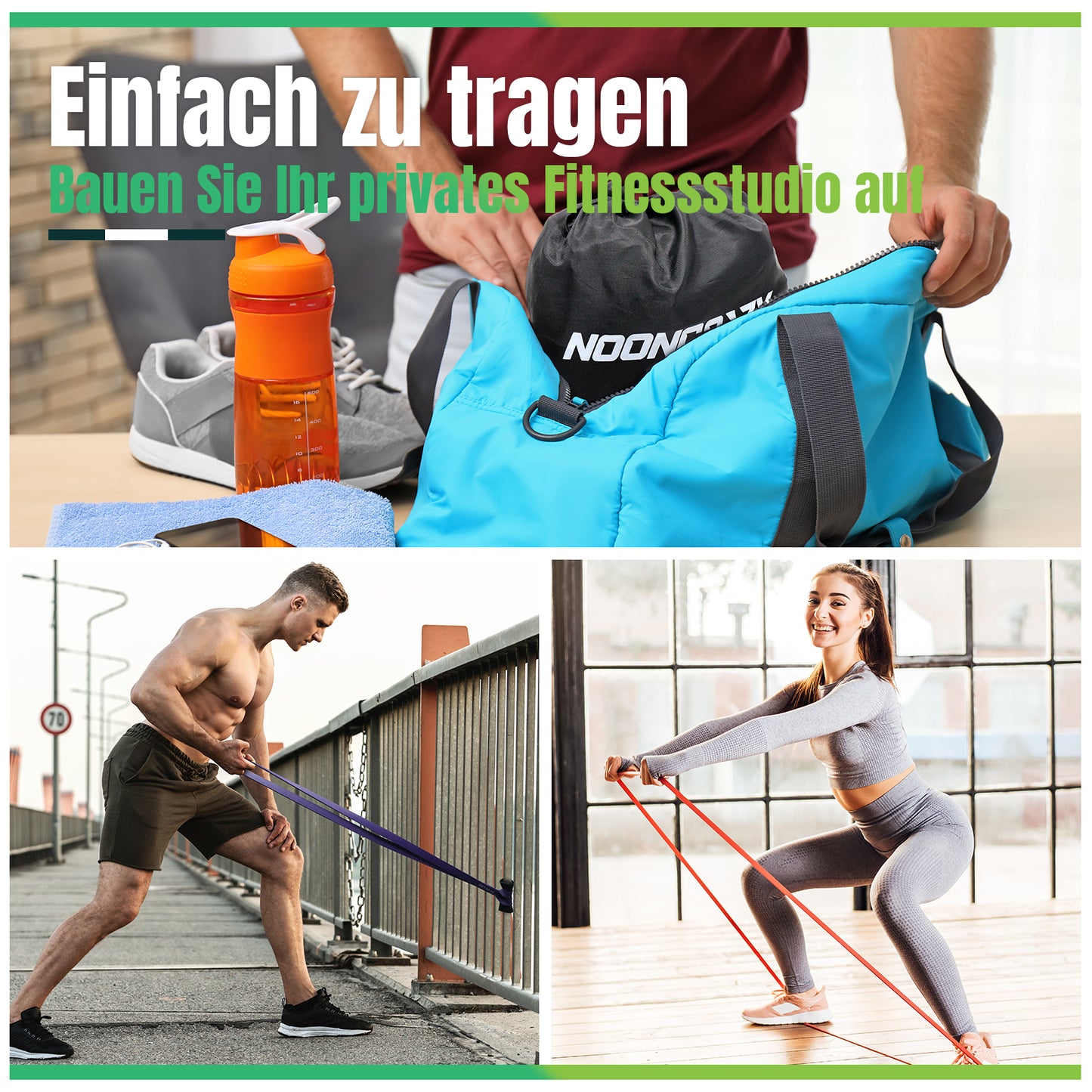 nooncrazy Resistance Bands Set, Pull Up Assistance Bands 5 Different Levels with Handles & Door Anchor & Training Poster, Gym Bands for Strength Training, Yoga, Muscle Toning for Men and Women