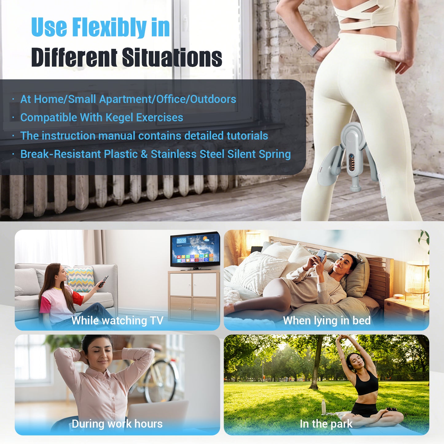 ODCPN Inner Thigh Exerciser for Women, Resistance Bands for Physical Therapy Women for Yoga, Shaping, Rehab, Fitness and Strength Training, Elastic Workout Bands with Training Poster(Purple)
