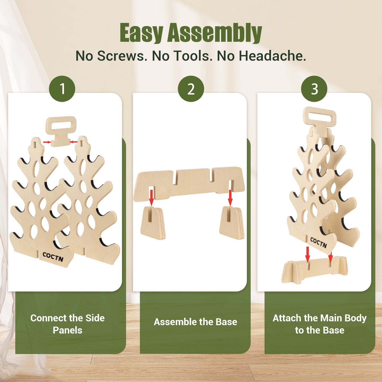 COCTN Dumbbell Rack Stand Only, Wooden 4-Tier Small Weight Holders for 5-15lbs Free Weights & Women, Compact A-Frame Hand Weight Rack for Home Gym Space Saving (Dumbbells Not Included)