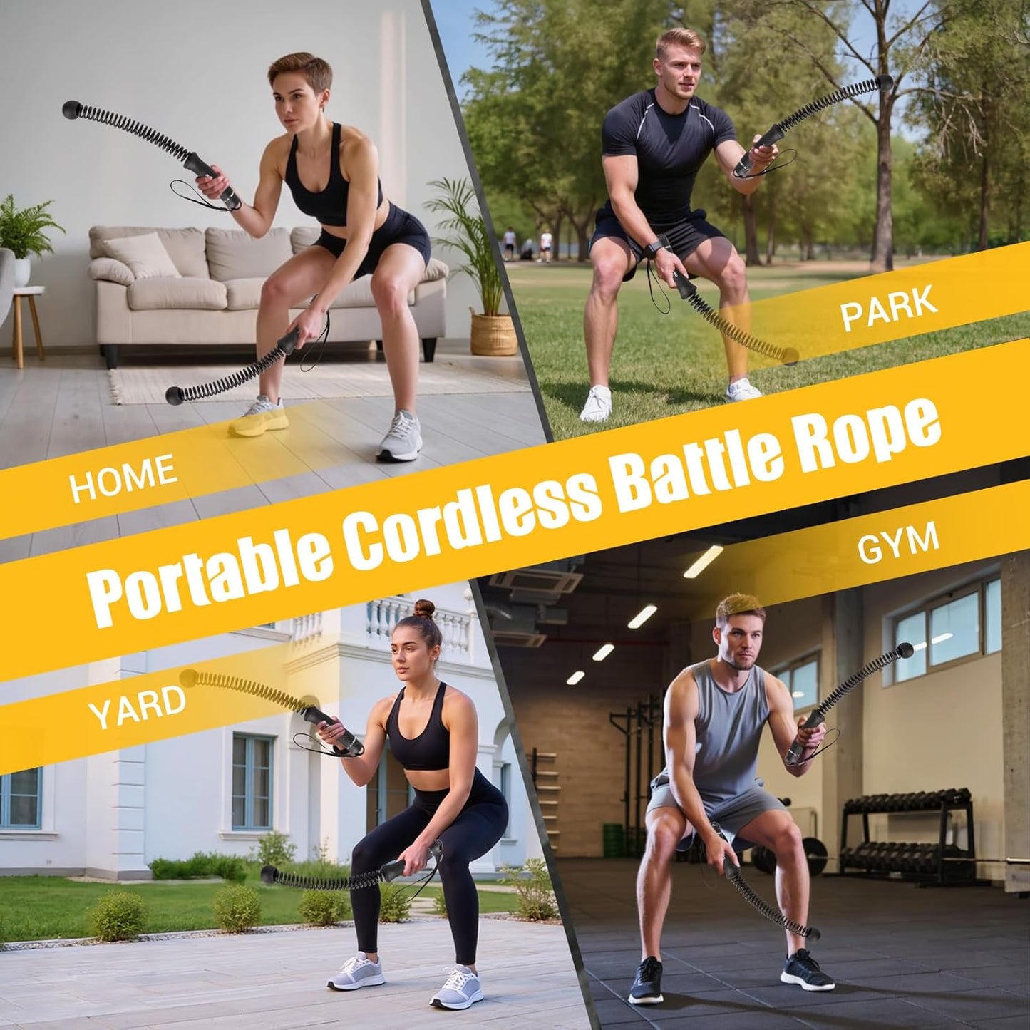 Paleclouds Ropeless Battle Rope, Upgrade Weighted Cordless Battle Ropes with Training Poster & Storage Bag, Portable Silent Home Workout Equipment for Full Body Toning, HIIT & Cardio(1.46Kg)
