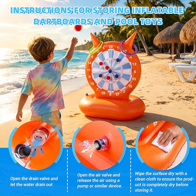 WAPUZPZ 2-in-1 Inflatable Pool Dart Ring Toss Toy