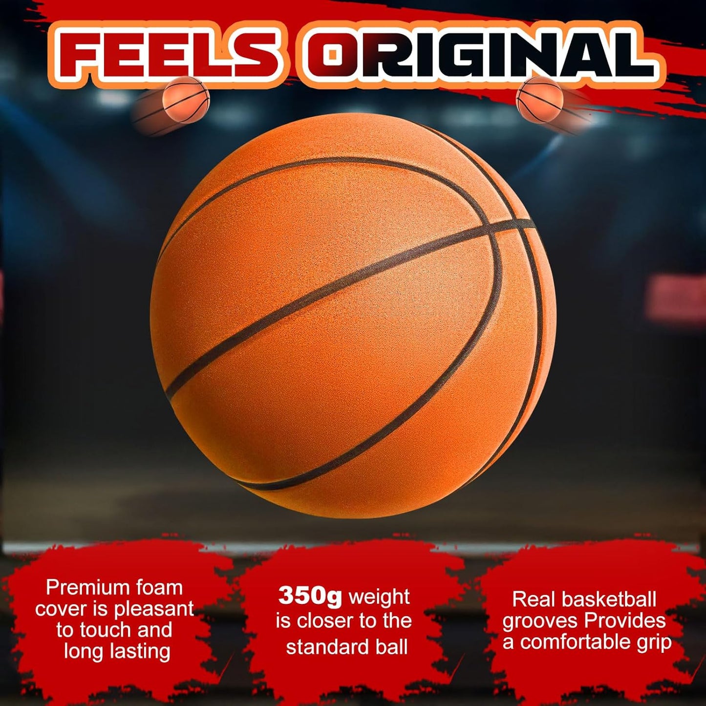 RYEUNGLAI Indoor Silent Basketball Size 3, 7" Ultra Quiet Grooved Airless Soft Foam Basketball
