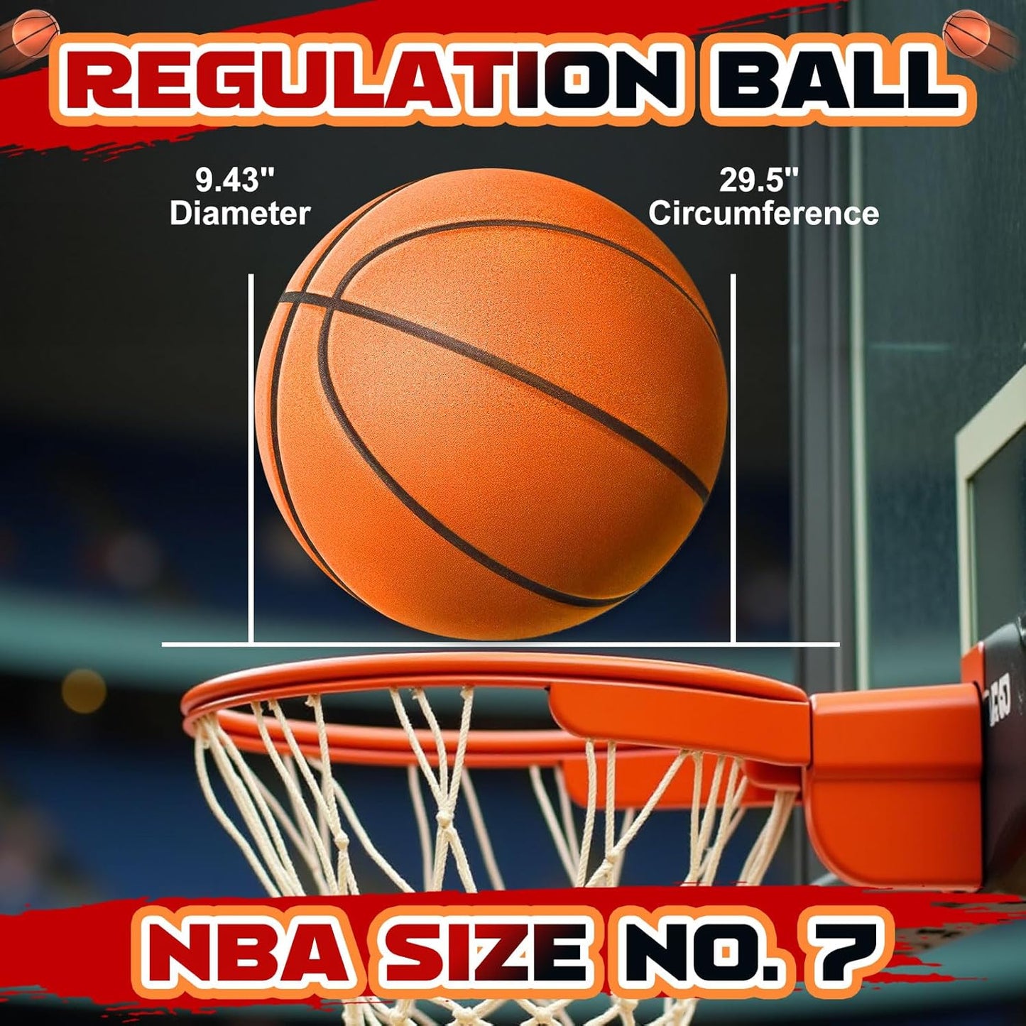 RYEUNGLAI Indoor Silent Basketball Size 3, 7" Ultra Quiet Grooved Airless Soft Foam Basketball