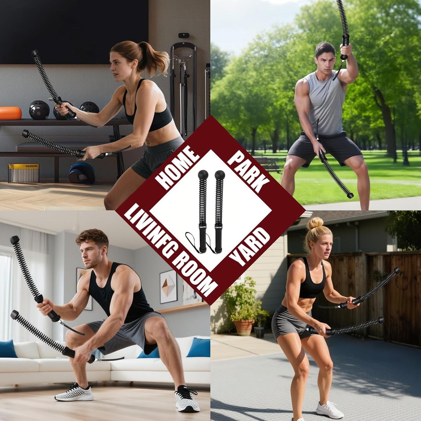 Weighted Ropeless Battle Ropes, Heavy Duty Portable Cordless Battle Ropes for Home Gym with Poster, Workout Exercise Rope for Strength Building, HIIT and Low-Impact Aerobic Training for Men & Women