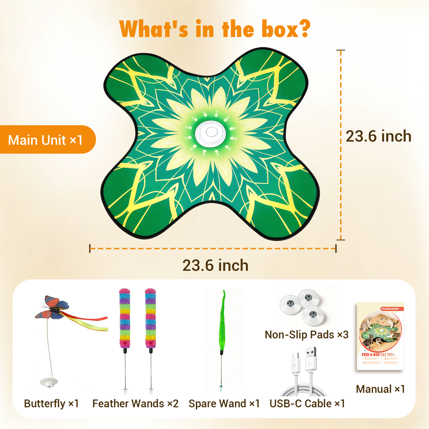 Hide  and Seek Cat Toy Mat, 3-in-1 Interactive Cat Toys for Indoor Cats with  Fluttering Butterfly & Moving Concealed Feathers, 3 Prey Sounds,  Rechargeable Auto Play Mat for Bored Adult Cats & Kittens