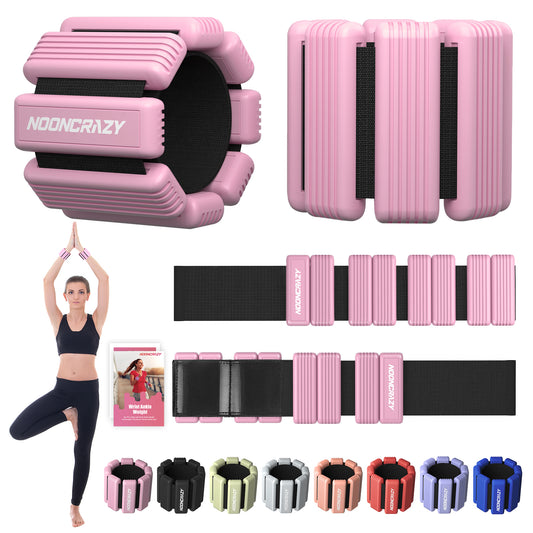 NOONCRAZY Pilates Wrist Ankle Weights for Women, Wearable Strong Arm & Leg Weights Set of 2(1 lb/2.2 lbs Each), Adjustable Ankle Weights for Walking, Yoga, Dance, Barre, Gym
