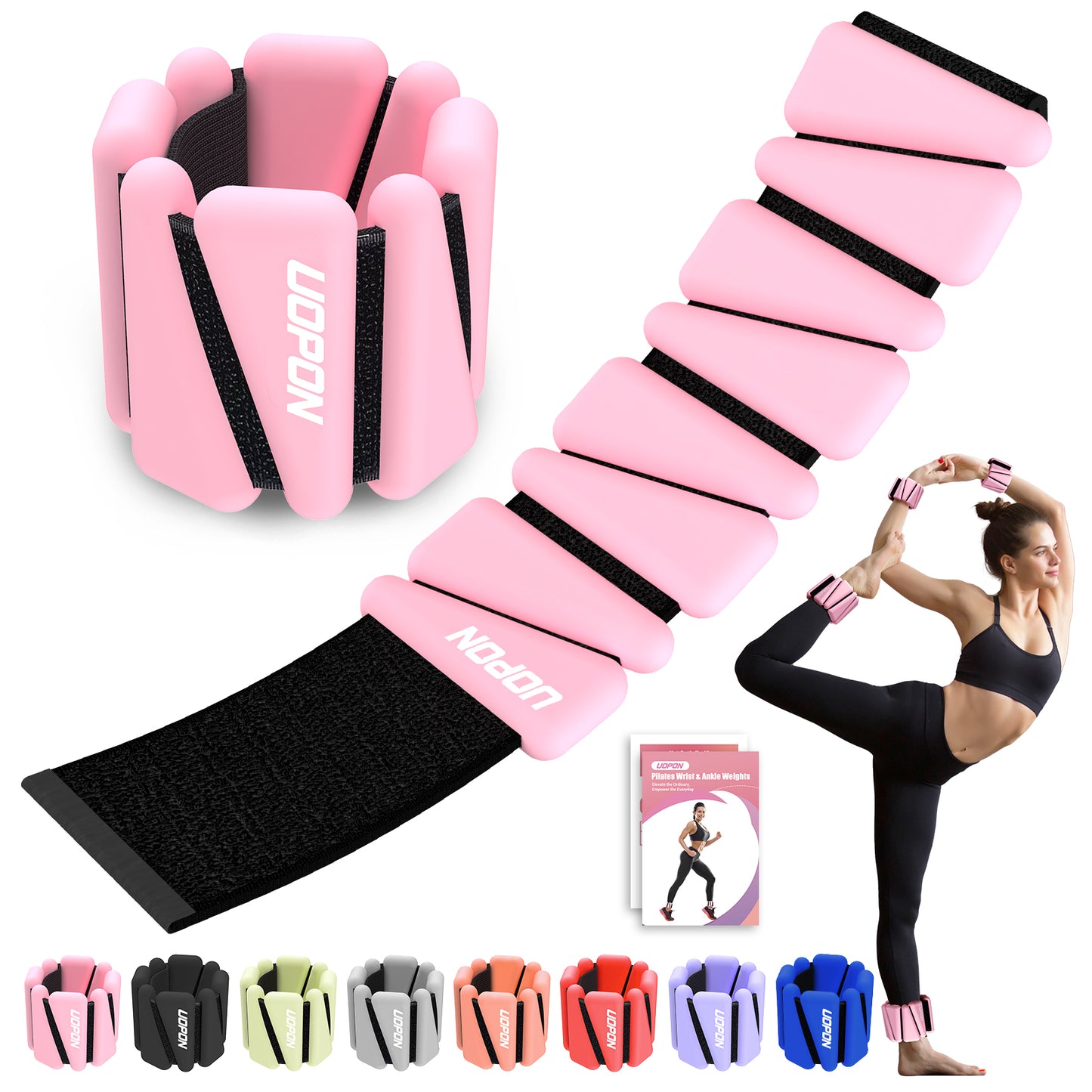 UOPON Wrist Ankle Weights for Women, Soft Silicone Wrist Weights Set of 2 for Walking, Pilates, Yoga, Barre & Strength Training, Weighted Bangles with Secure Non-Slip Fit for Arm & Leg Workouts, 2 lb / 4 lb