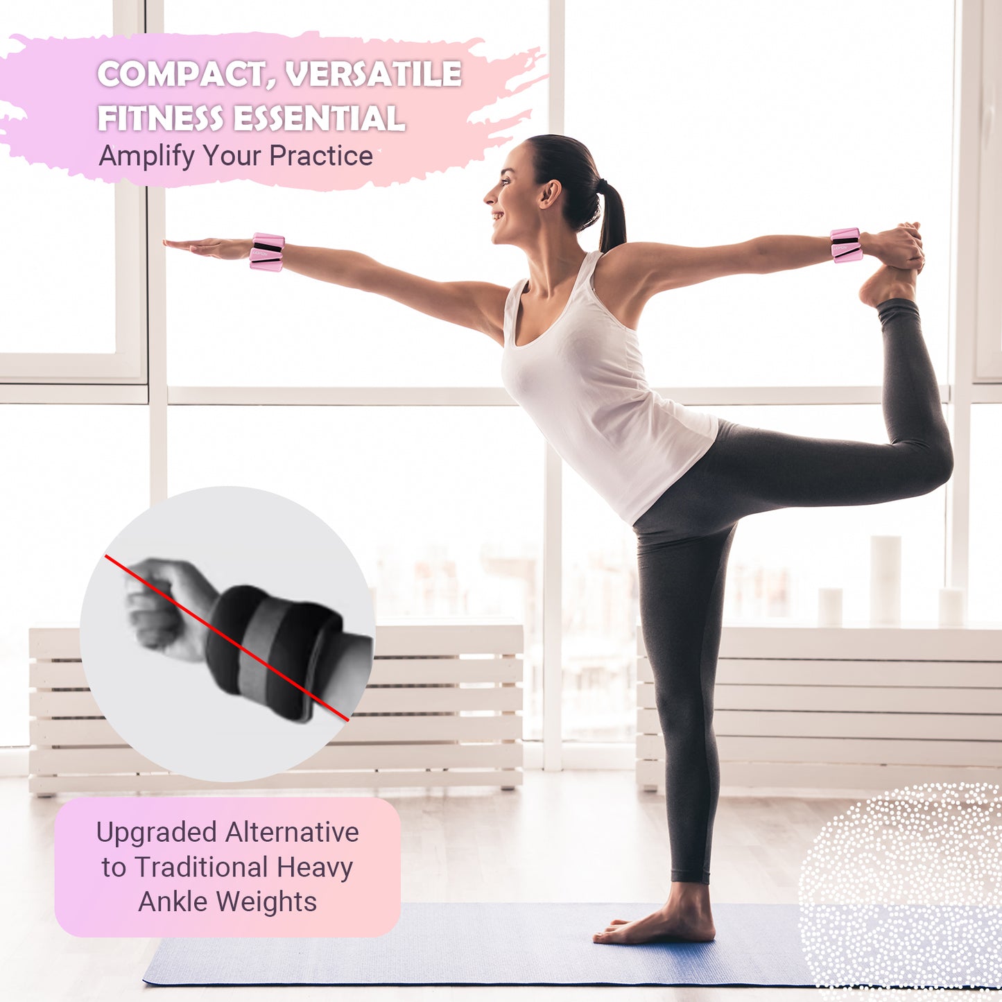 UOPON Wrist Ankle Weights for Women, Soft Silicone Wrist Weights Set of 2 for Walking, Pilates, Yoga, Barre & Strength Training, Weighted Bangles with Secure Non-Slip Fit for Arm & Leg Workouts, 2 lb / 4 lb