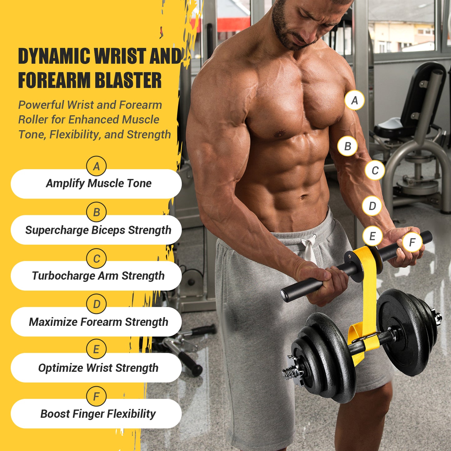 AJKPL Forearm Strengthener and Wrist Roller, 43.3 in Or 51.2 in Ultra-Strong Nylon Webbing Wrist & Forearm Blaster with Quick Locking Mechanism, Durable Anti-Slip Grip Handles for Forearm Strength Training