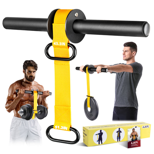 AJKPL Forearm Strengthener and Wrist Roller, 43.3 in Or 51.2 in Ultra-Strong Nylon Webbing Wrist & Forearm Blaster with Quick Locking Mechanism, Durable Anti-Slip Grip Handles for Forearm Strength Training