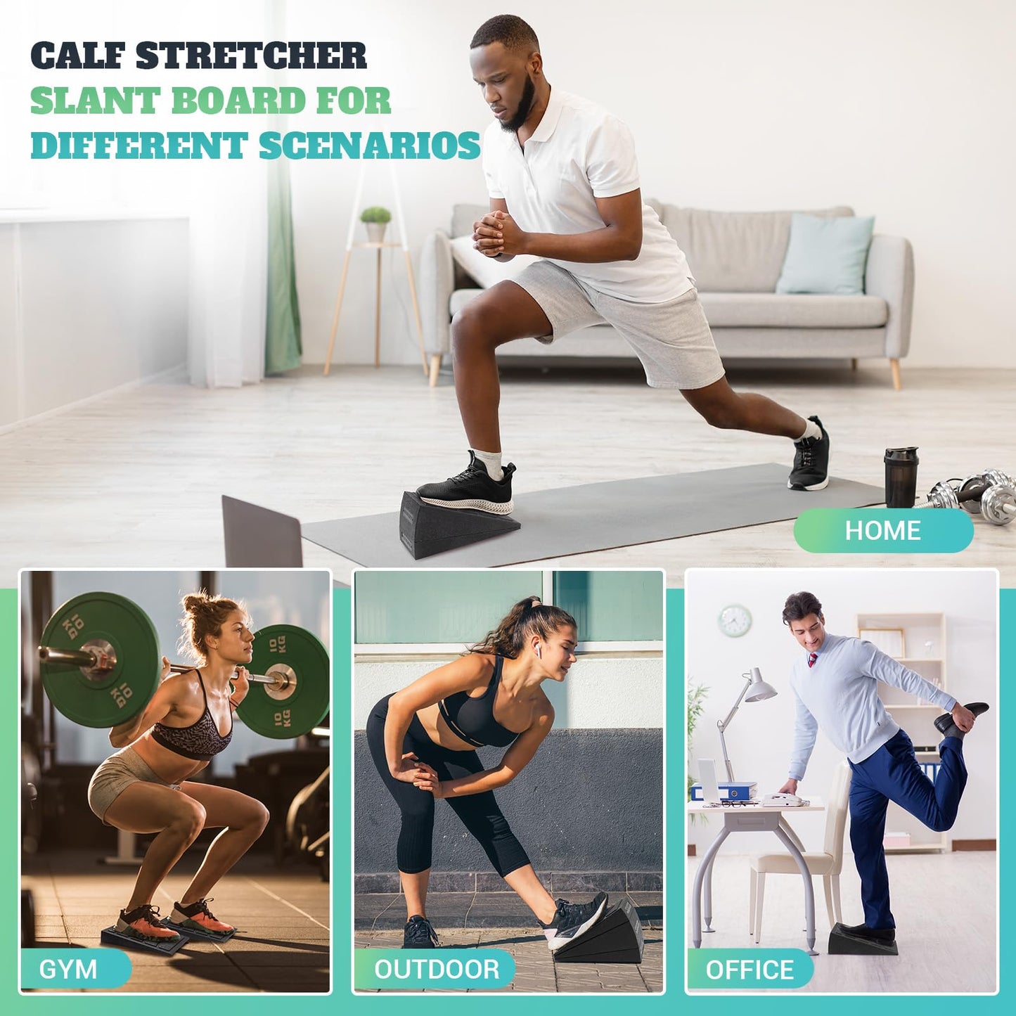 NOONCRAZY Slant Board for Calf Stretching, 5 Adjustable Angles Incline Board for Squat Wedge, 480 lbs Weight Capacity Calf Stretch Yoga Foam Wedge for Exercise, Squat, Ankle Mobility & Physical Therapy